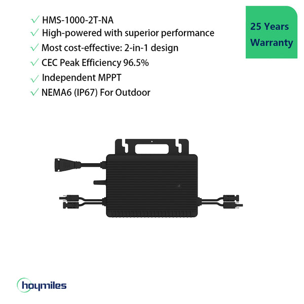 Hoymiles HMS-1000-2T-NA 2-in-1 Microinverter | High-powered Module Power 400-670W+ | Peak Output 1000W
