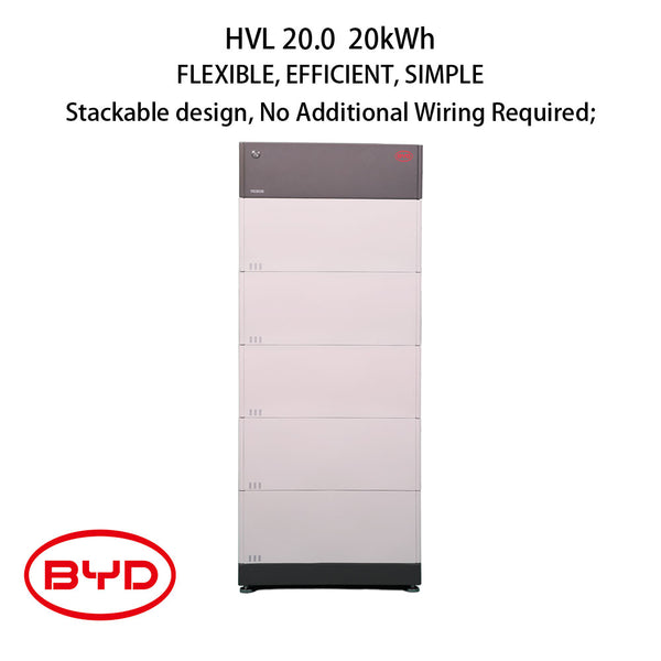 BYD BATTERY-BOX Premium HVL High-Voltage Battery System | 20.0kWh | Compatible with SMA Sunny Boy / Solis S6 / GoodWe A-ES(A-PB) Series inverter