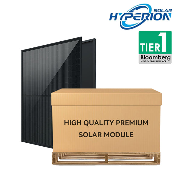 14.76kW Pallet - Hyperion 410w Full-black Half-Cut Bifacial & Dual Glass| 1200mm cable length |   14.76kW Total