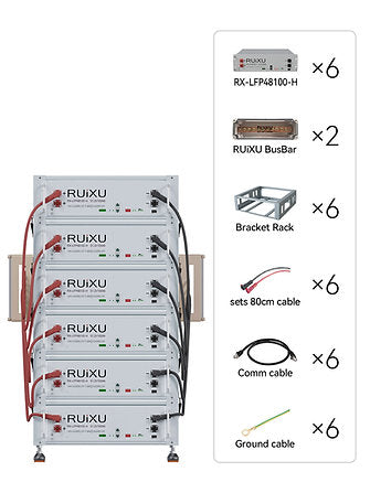 RUiXU Battery Optional Installation Method -Bracket Rack | 10kWh, 15kWh, 20kWh, 25kWh, 30kWh, 35kWh, 40kWh, 45kWh | 51.2V | Compatible with All Leading Inverters | UL1973