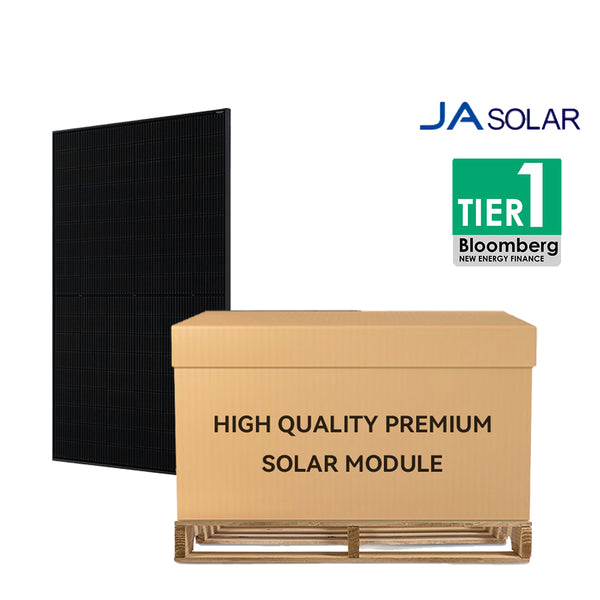 JA SOLAR 13.86kW Pallet | JAM54S31-385MR 385W Half-cell Full Black Mono PERC Solar Panel | Tier 1 Brand | Full Pallet: 36/ pallet ( 13.86kW )
