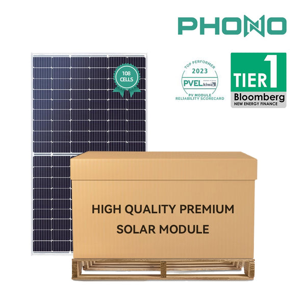 14.4kW Pallet - Phono 400W 108 Cell Twinplus Solar Panels | HIGH EFFICIENCY MONO-PERC｜ PS400M6H-18/VHB | Full Pallet ( 36 Panels ) 14.4kW Total